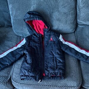 Jordan Kids Puffer Jacket - Black, Red, and White